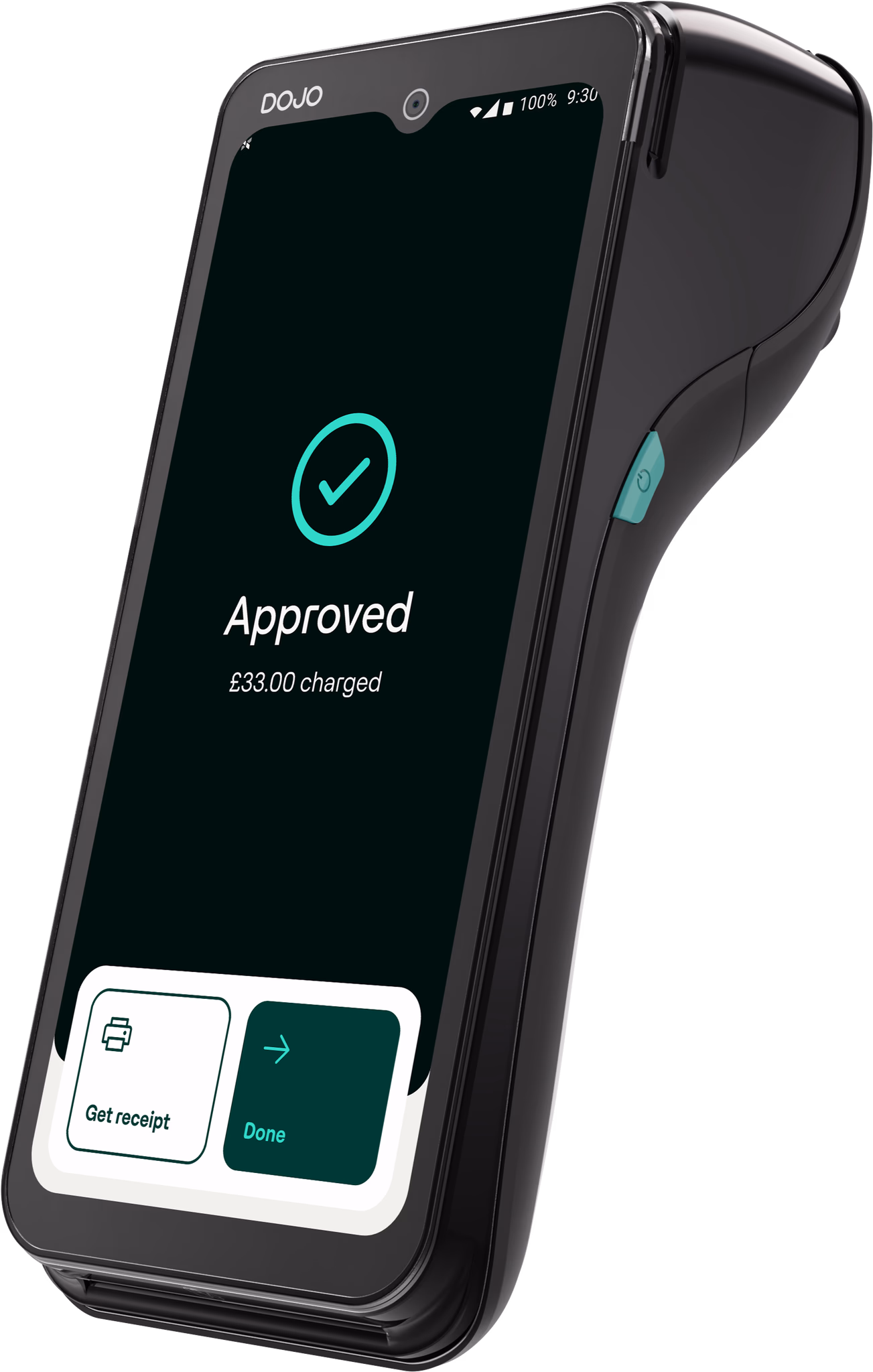 Dojo Max terminal with a payment approved